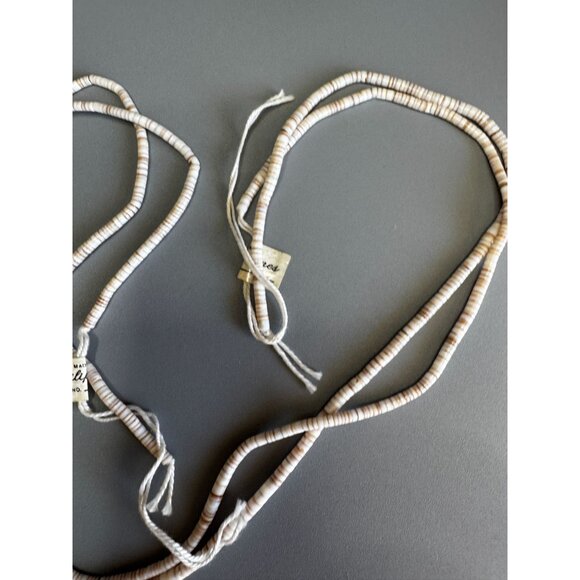 Philippines Shell Heishi Beads 2 Strands Natural Cream 24" Each NOS With Tag 24g - Picture 5 of 5